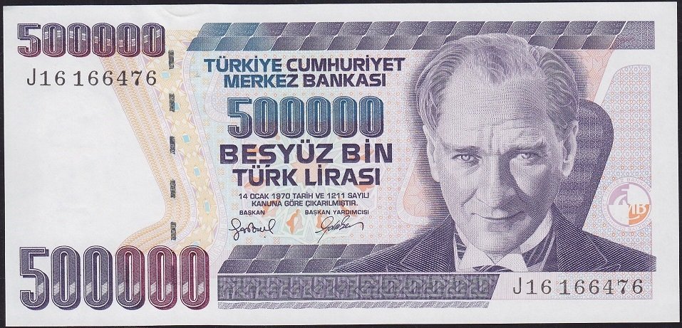 7.Emisyon 4.Tertip 500000 Lira J16 166476 Çilaltı Çil