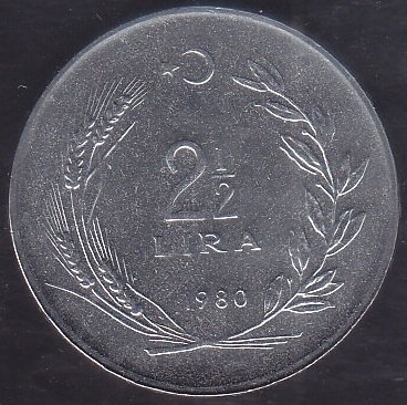 1980 YILI 2.5 LİRA ÇİLALTI ÇİL