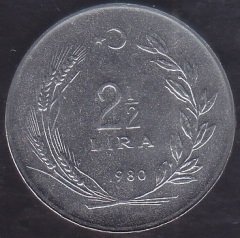 1980 YILI 2.5 LİRA ÇİLALTI ÇİL