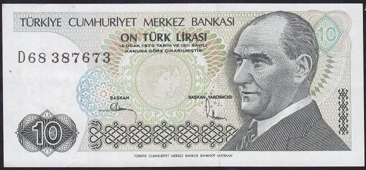 7.Emisyon 2.Tertip 10 Lira D68 387673 Çok Çok Temiz+