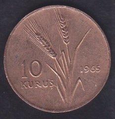 1965 Yılı 10 Kuruş Çok Çok Temiz +