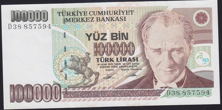 7.EMİSYON 2.TERTİP 100000 LİRA D38 857594 ÇİLALTI