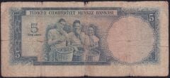 5.Emisyon 1.Tertip 5 Lira C20 380115 Temiz
