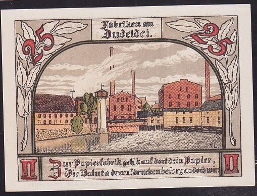 Almanya 25 Pfennig Notgeld 1921 Çil