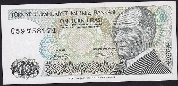 7.Emisyon 1.Tertip 10 Lira C59 758174 Çil