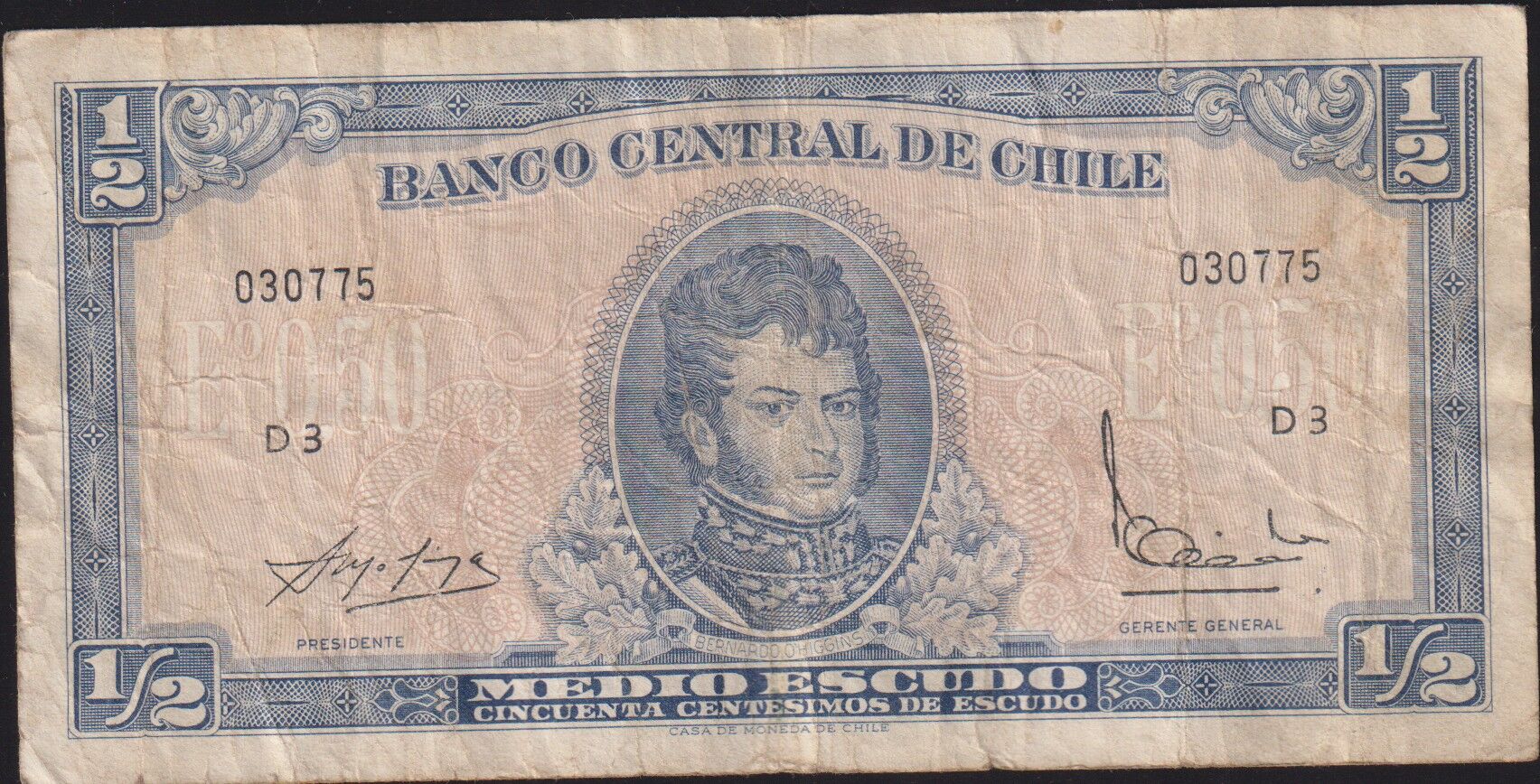 Şili 1/2 Escudo 1964 - 1967 Çok Temiz