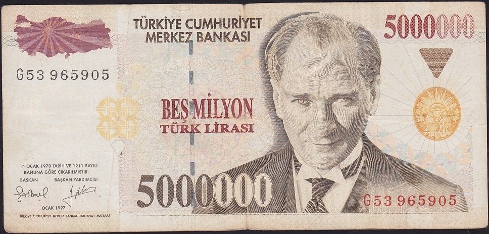 7.Emisyon 5 000 000 Lira G53 965905 Çok Temiz