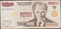 7.Emisyon 5 000 000 Lira G53 965905 Çok Temiz
