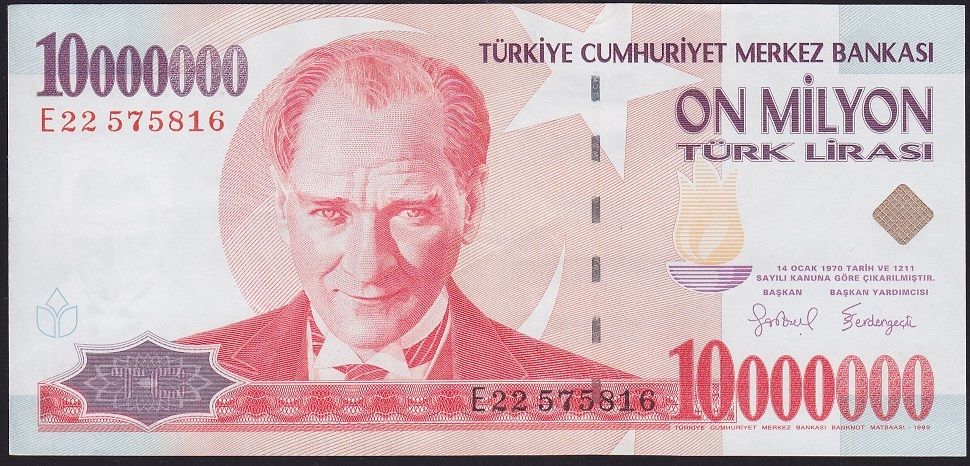 7.Emisyon 10 000 000 Lira E22 575816 Çok Çok Temiz+