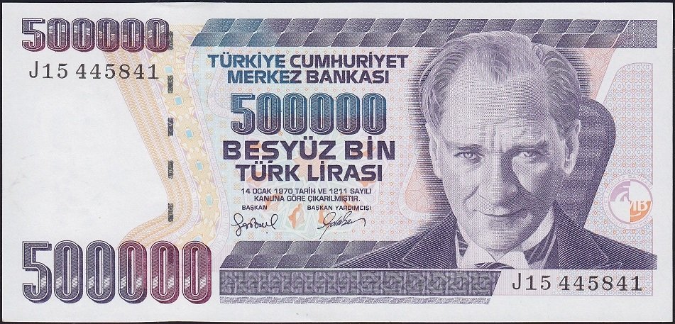 7.Emisyon 4.Tertip 500000 Lira J15 445841 Çil