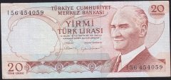 6.Emisyon 4.Tertip 20 Lira I56 454059 Çok Temiz+