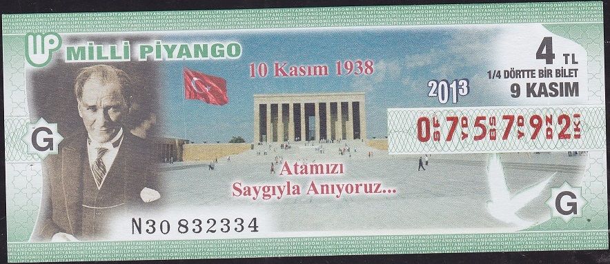 2013 9 Kasım Çeyrek Bilet - G Serisi