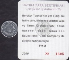 1999 Yılı 50000 Lira FAO Sertifikalı Çil