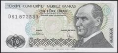 7.Emisyon 2.Tertip 10 Lira D61 872533 Ççt Çilaltı