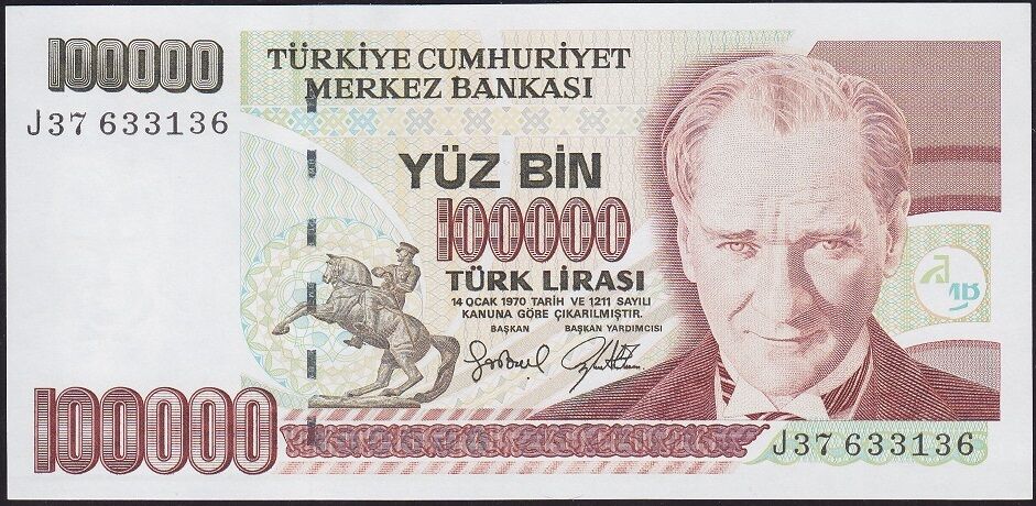 7.Emisyon 3.Tertip 100000 Lira J37 633136 Çil