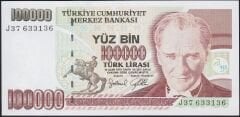 7.Emisyon 3.Tertip 100000 Lira J37 633136 Çil
