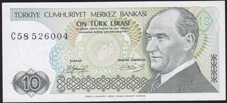 7.Emisyon 1.Tertip 10 Lira C58 526004 Çil