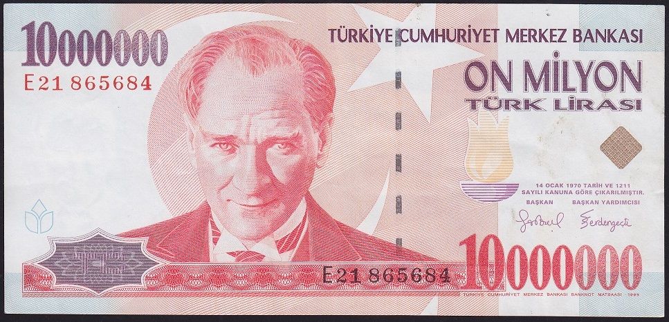 7.Emisyon 10 000 000 Lira E21 865684 Çok Çok Temiz