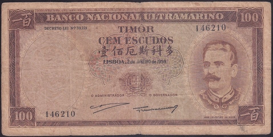 TİMOR 100 ESCUDOS 1959 TEMİZ