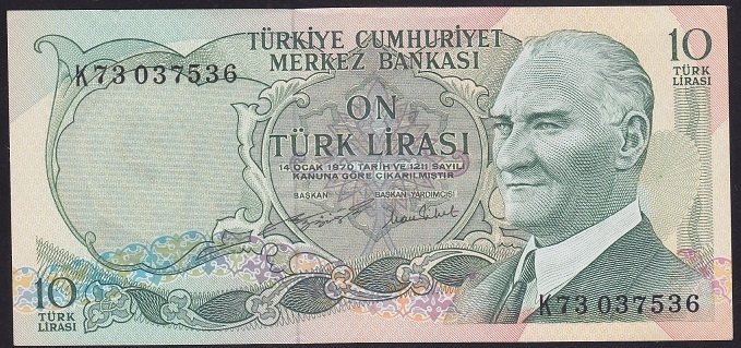 6.EMİSYON 2.TERTİP 10 LİRA K73 037536 ÇİLALTI