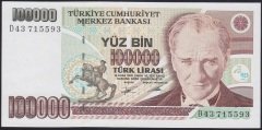 7.EMİSYON 2.TERTİP 100000 LİRA D43 715593 ÇİLALTI