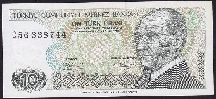 7.Emisyon 1.Tertip 10 Lira C56 338744 Çil