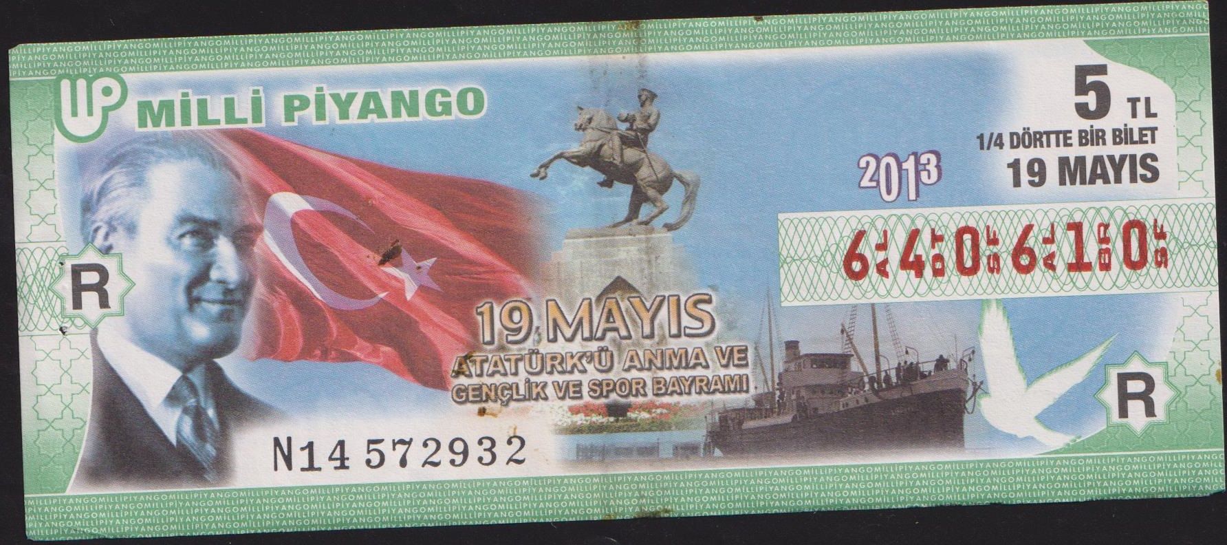 2013 19 Mayıs Çeyrek Bilet - R Serisi - Haliyle