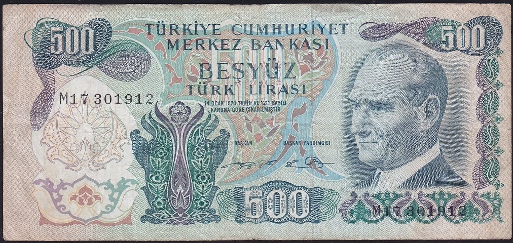6.Emisyon 2.Tertip 500 Lira M17 301912 Çok Temiz