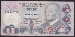 6.EMİSYON 1.TERTİP 1000 LİRA B32 428708 ÇOK TEMİZ