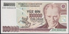7.EMİSYON 2.TERTİP 100000 LİRA D57 894126 ÇİLALTI ( PARADA KAT YOK LEKELER VAR)
