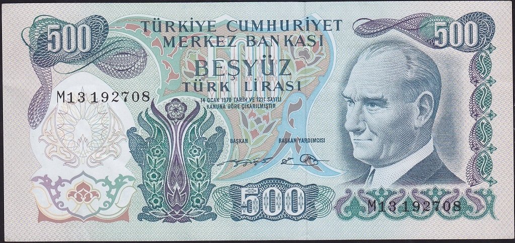 6.Emisyon 2.Tertip 500 Lira M13 192708 Çilaltı Çil