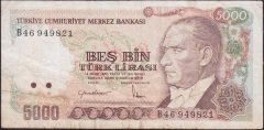 7.Emisyon 2.Tertip 5000 Lira B46 949821 Çok Temiz