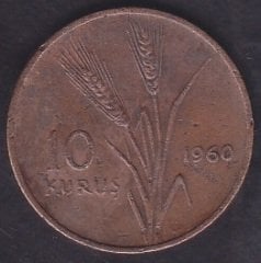 1960 Yılı 10 Kuruş Çok Temiz