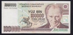 7.EMİSYON 1.TERTİP 100000 LİRA A40 787081 ÇÇT +