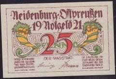 Almanya 25 Pfennig Notgeld 1921 Çilaltı Çil Filigranlı