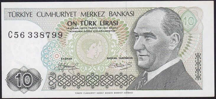 7.Emisyon 1.Tertip 10 Lira C56 338799 Çil
