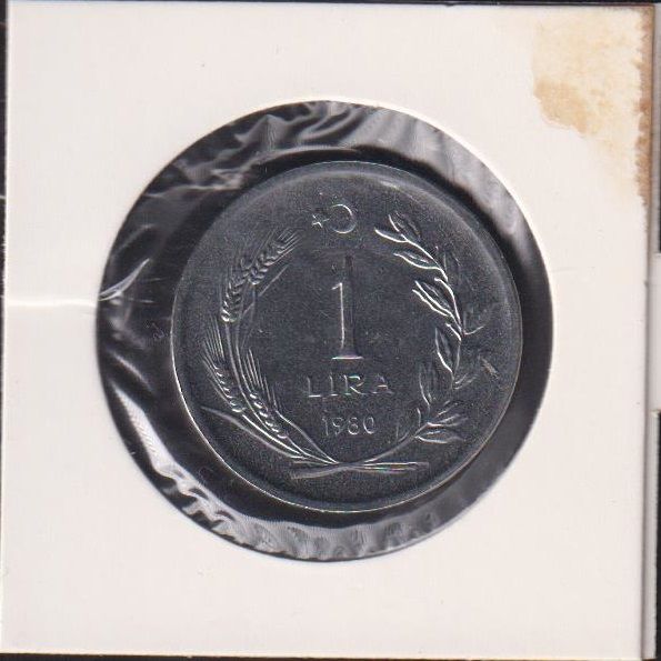1980 Yılı 1 Lira Çilaltı Çil Düz