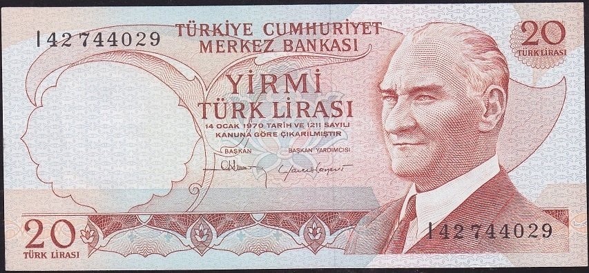 6.Emisyon 4.Tertip 20 Lira I42 744029 Ççt Çilaltı