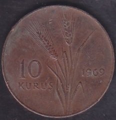 1969 Yılı 10 Kuruş Çok Temiz