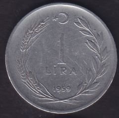 1959 Yılı 1 Lira Ters