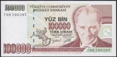7.Emisyon 3.Tertip 100000 Lira I89 796287 Çil