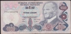 6.EMİSYON 3.TERTİP 1000 LİRA F70 555975 TEMİZ