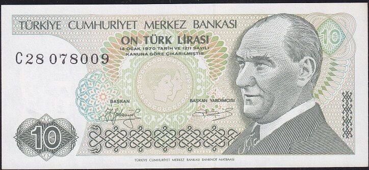 7.Emisyon 1.Tertip 10 Lira C28 078009 Ççt Çilaltı