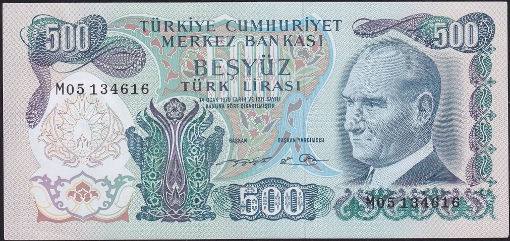 6.Emisyon 2.Tertip 500 Lira M05 134616 Ççt Çilaltı