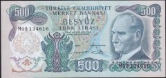 6.Emisyon 2.Tertip 500 Lira M05 134616 Ççt Çilaltı