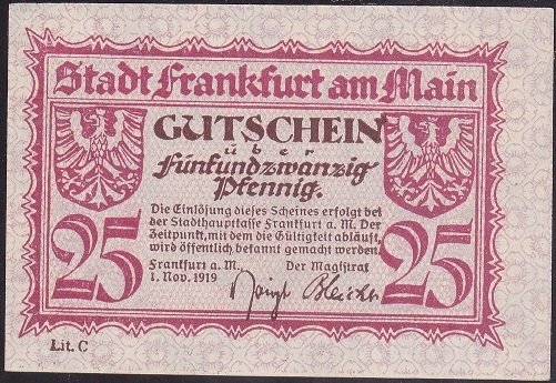 ALMANYA 25 PFENNİNG NOTGELD 1919 ÇİL