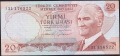 6.Emisyon 4.Tertip 20 Lira I31 176522 Çok Temiz+