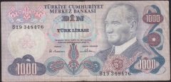 6.EMİSYON 1.TERTİP 1000 LİRA B19 348476 TEMİZ eski kağıt para fiyatları