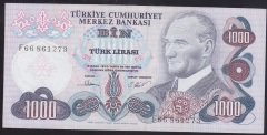 6.EMİSYON 3.TERTİP 1000 LİRA F66 861273 ÇİLALTI ÇİL