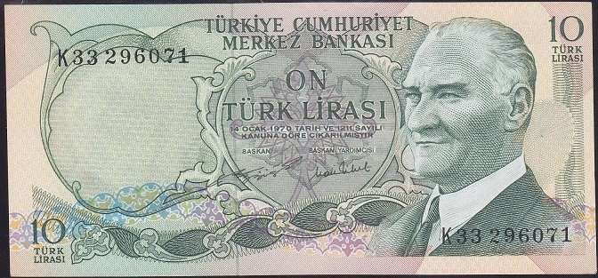 6.EMİSYON 2.TERTİP 10 LİRA K33 296071 ÇİLALTI ÇİL